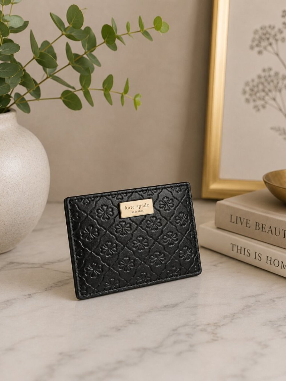 Kate Spade New York Embossed Spade Slim Leather Cardholder NWT